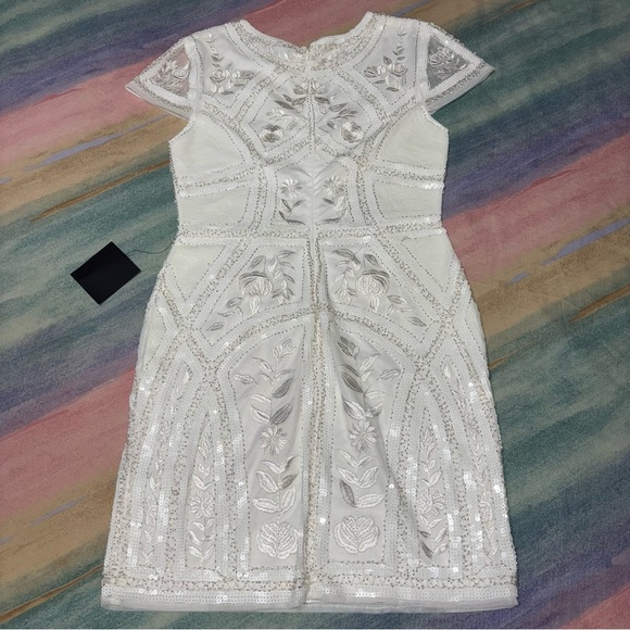 Lulus Spread Your Shine White Sequin Embroidered Bodycon Dress size M NwT - Picture 8 of 11